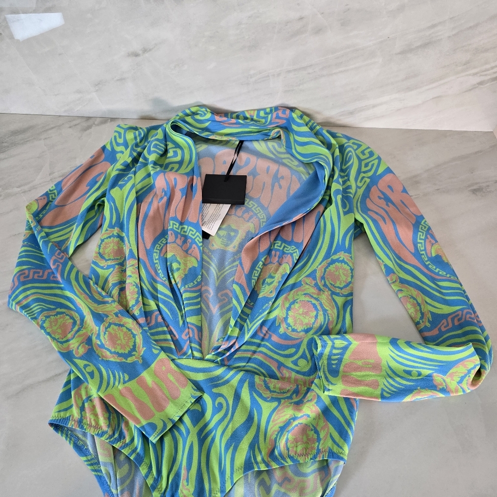 Versace Colorful Long Sleeve Bodysuit